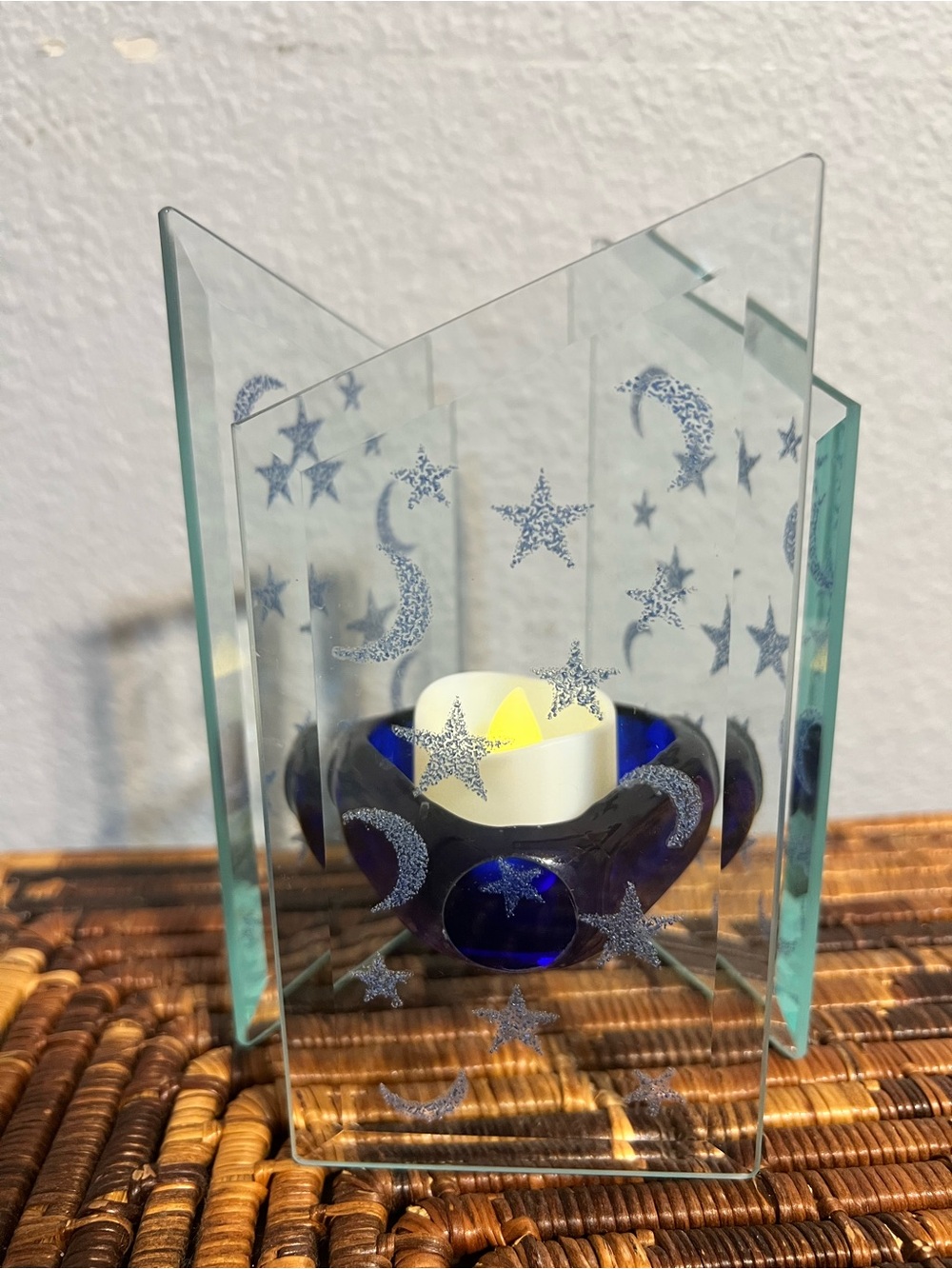 Tea light Blue moon and stars